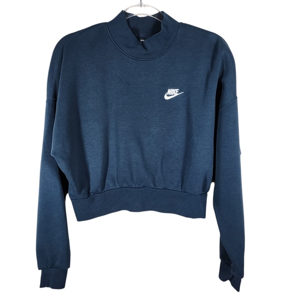 NIKE MOCK NECK LONG SLEEVE CROPPED SWEATSHIRT - Picture 2 of 8